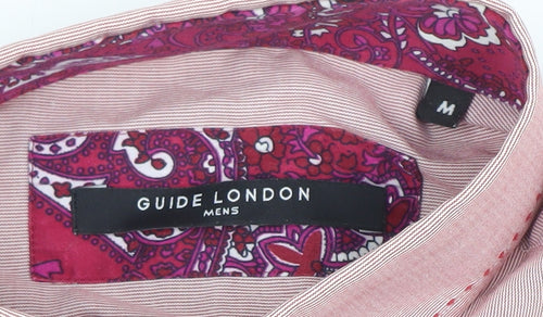 Guide London Men's Pink Slim Fit Long Sleeve Formal Cotton Blend Shirt M