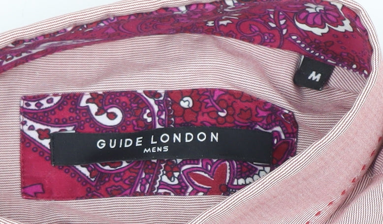 Guide London Men's Pink Slim Fit Long Sleeve Formal Cotton Blend Shirt M