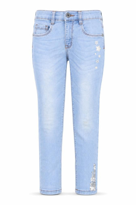 Blue Seven Girls Light Blue Skinny Jeans 6 Years Star Sequin Denim