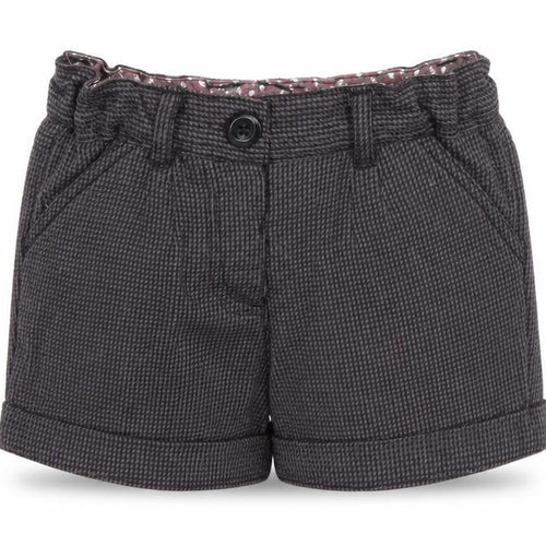 F&F Girls Grey Check Chino Shorts 2-3 Years Cotton Blend Elastic Waist