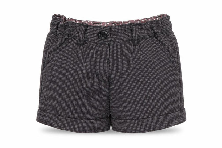 F&F Girls Grey Check Chino Shorts 2-3 Years Cotton Blend Elastic Waist