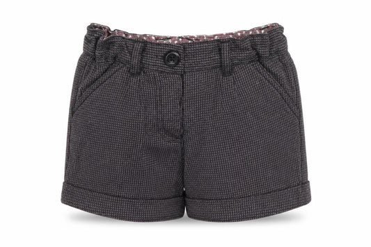 F&F Girls Grey Check Chino Shorts 2-3 Years Cotton Blend Elastic Waist