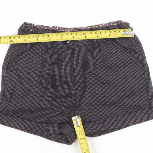F&F Girls Grey Check Chino Shorts 2-3 Years Cotton Blend Elastic Waist