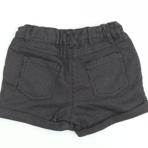 F&F Girls Grey Check Chino Shorts 2-3 Years Cotton Blend Elastic Waist