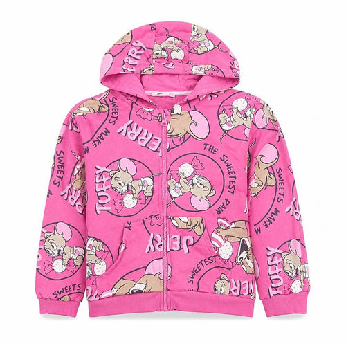 Tom & Jerry Girls Pink Full Zip Hoodie 8 Years Cartoon Fleece