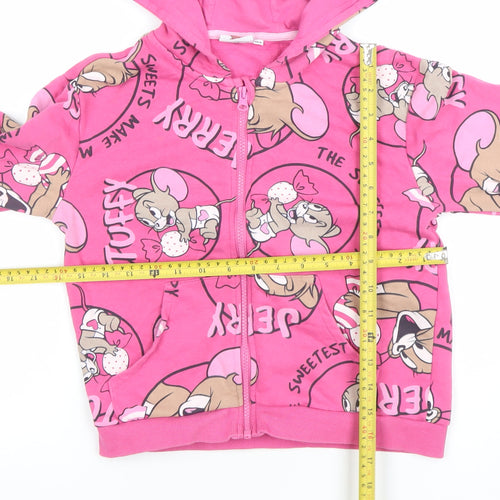 Tom & Jerry Girls Pink Full Zip Hoodie 8 Years Cartoon Fleece