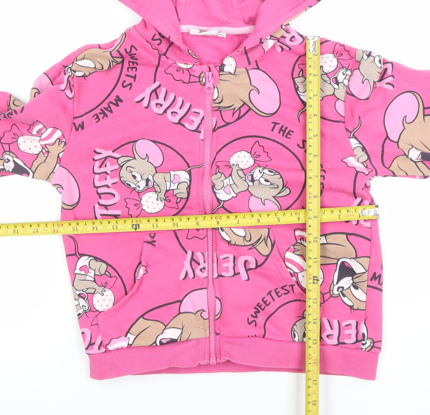 Tom & Jerry Girls Pink Full Zip Hoodie 8 Years Cartoon Fleece