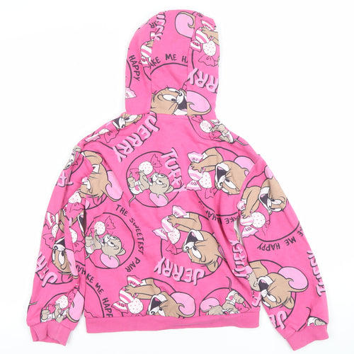 Tom & Jerry Girls Pink Full Zip Hoodie 8 Years Cartoon Fleece