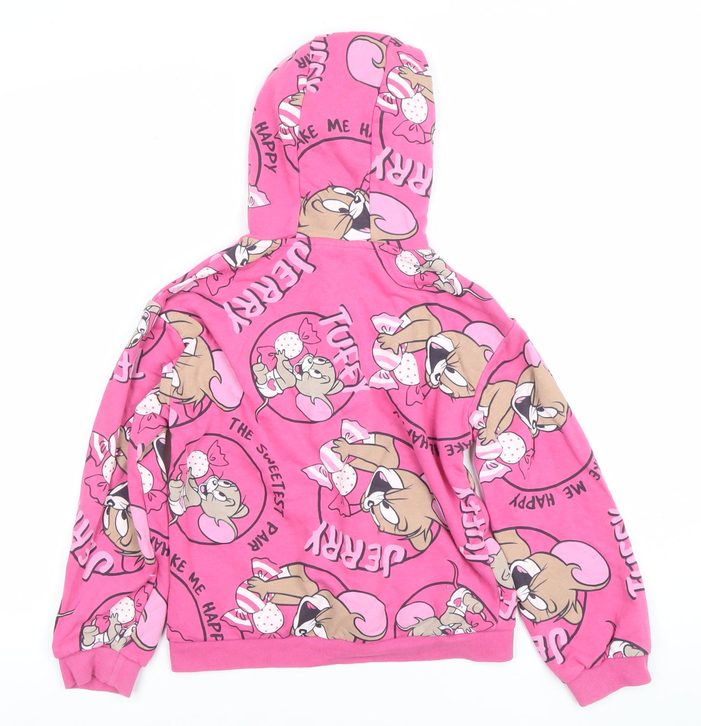 Tom & Jerry Girls Pink Full Zip Hoodie 8 Years Cartoon Fleece