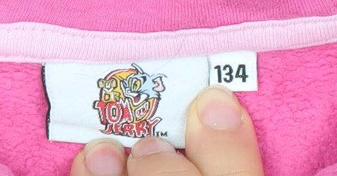 Tom & Jerry Girls Pink Full Zip Hoodie 8 Years Cartoon Fleece