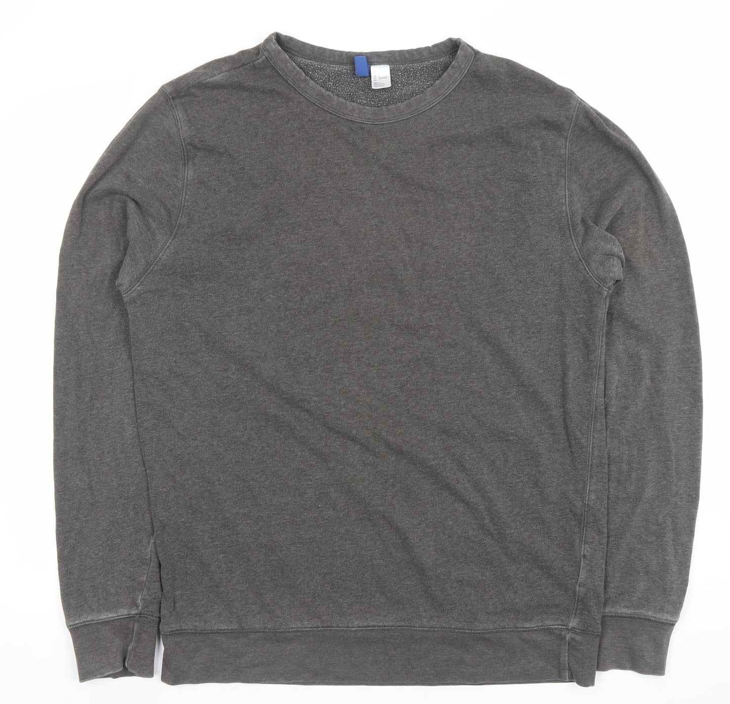 H&M Men’s Grey Cotton Blend Crew Neck Pullover Sweatshirt Size L