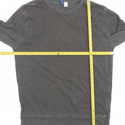 H&M Men’s Grey Cotton Blend Crew Neck Pullover Sweatshirt Size L