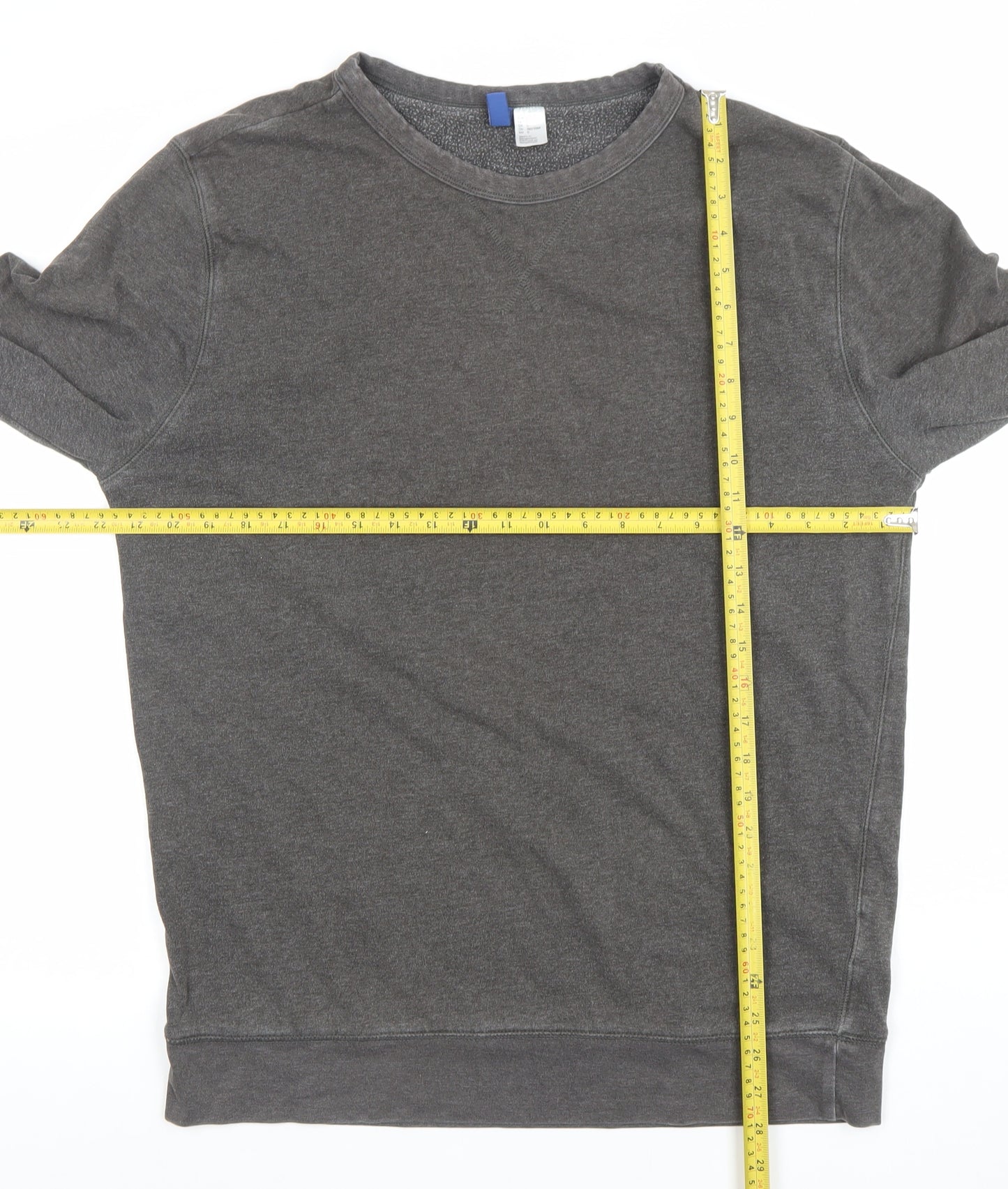 H&M Men’s Grey Cotton Blend Crew Neck Pullover Sweatshirt Size L