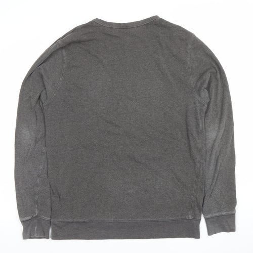 H&M Men’s Grey Cotton Blend Crew Neck Pullover Sweatshirt Size L