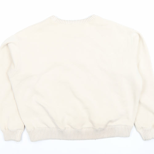 Zara Women's Beige Cotton Pullover Sweatshirt Size S