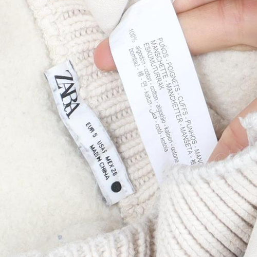 Zara Women's Beige Cotton Pullover Sweatshirt Size S