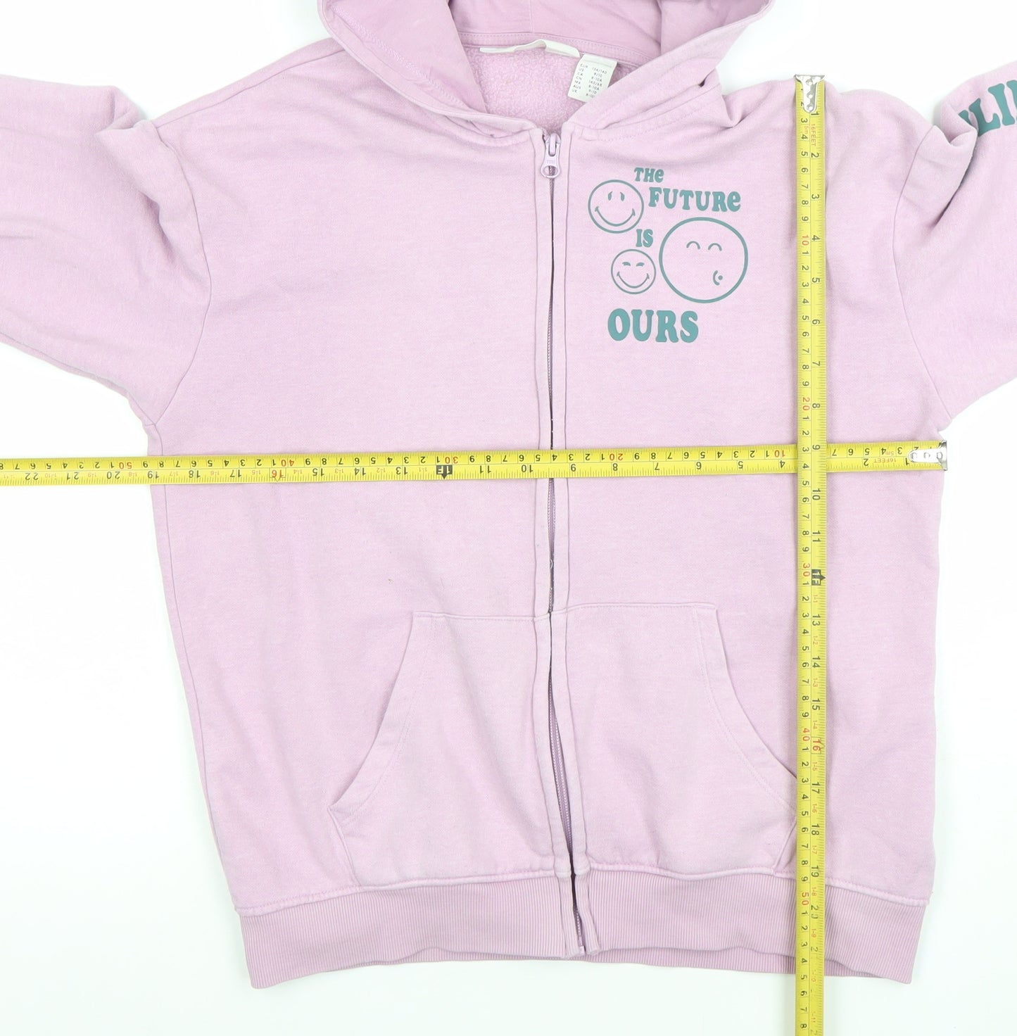 H&M SmileyWorld Girls Pink Full Zip Hoodie 8-10 Years Graphic Print Cotton Blend
