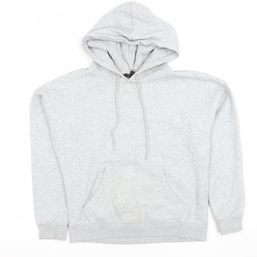 New Look Women Grey Pullover Hoodie Size 8 UK Cotton Blend Casual