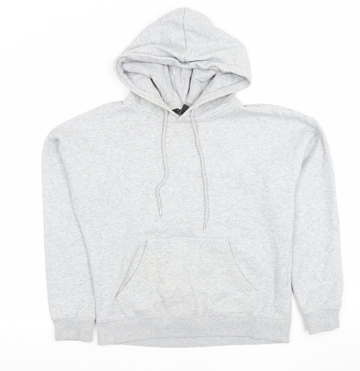 New Look Women Grey Pullover Hoodie Size 8 UK Cotton Blend Casual