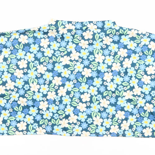 I Saw It First Women's Blue Floral Cropped High Neck Top Size 12