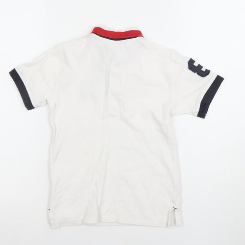 Tommy Hilfiger Boys White Polo Shirt 7 Years Embroidered Logo Collared Top