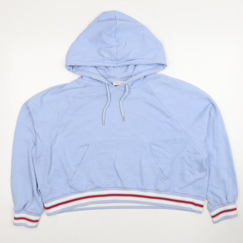 Monki Women's Blue Pullover Hoodie Size S Cotton Blend Casual