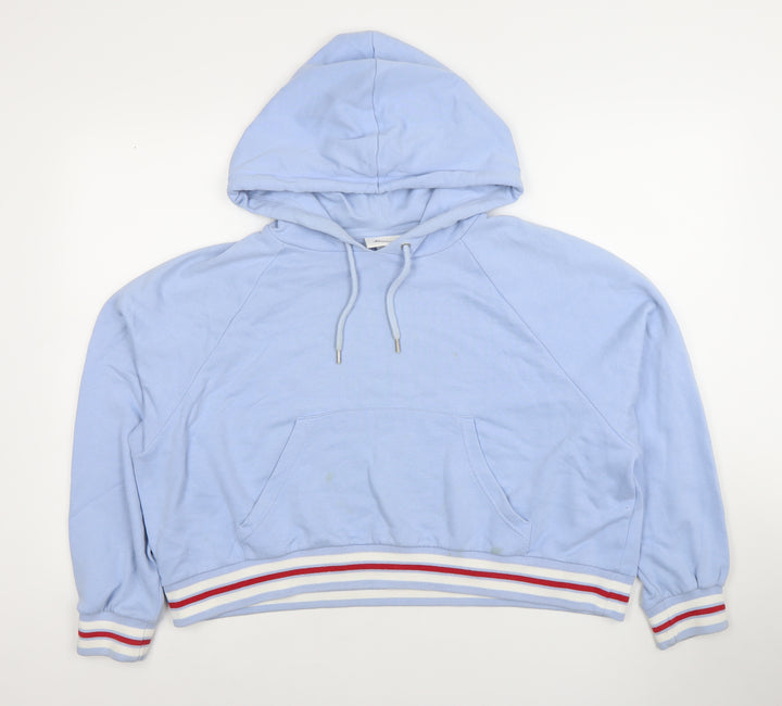 Monki Women's Blue Pullover Hoodie Size S Cotton Blend Casual