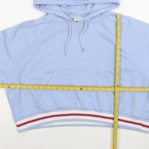 Monki Women's Blue Pullover Hoodie Size S Cotton Blend Casual