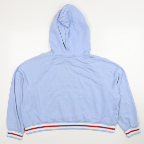 Monki Women's Blue Pullover Hoodie Size S Cotton Blend Casual