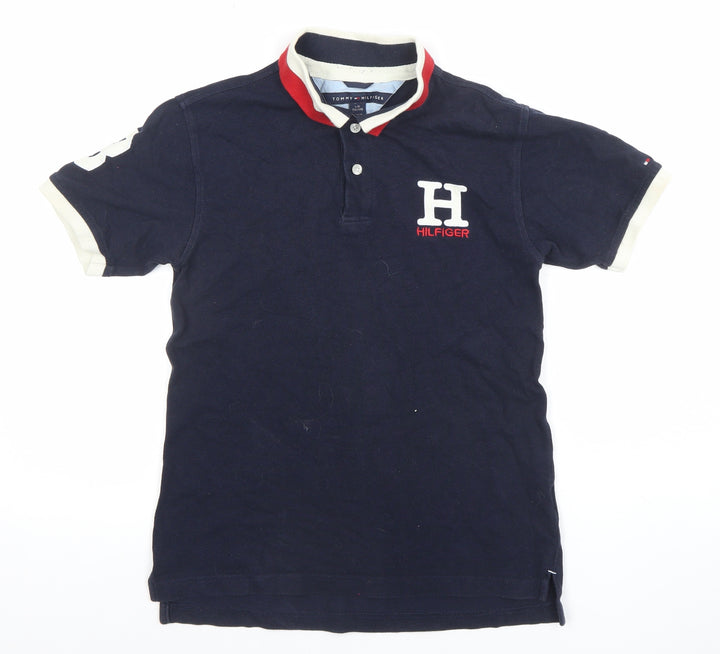 Tommy Hilfiger Women's Blue Cotton Polo Shirt L Collared Short Sleeve
