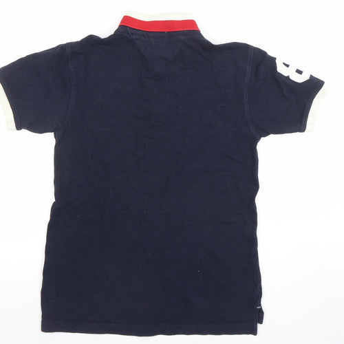 Tommy Hilfiger Women's Blue Cotton Polo Shirt L Collared Short Sleeve