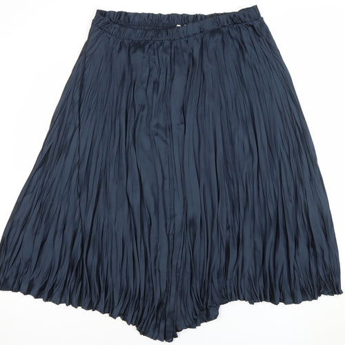Gallery Womens Navy Blue Pleated Midi Skirt Size XL Polyester
