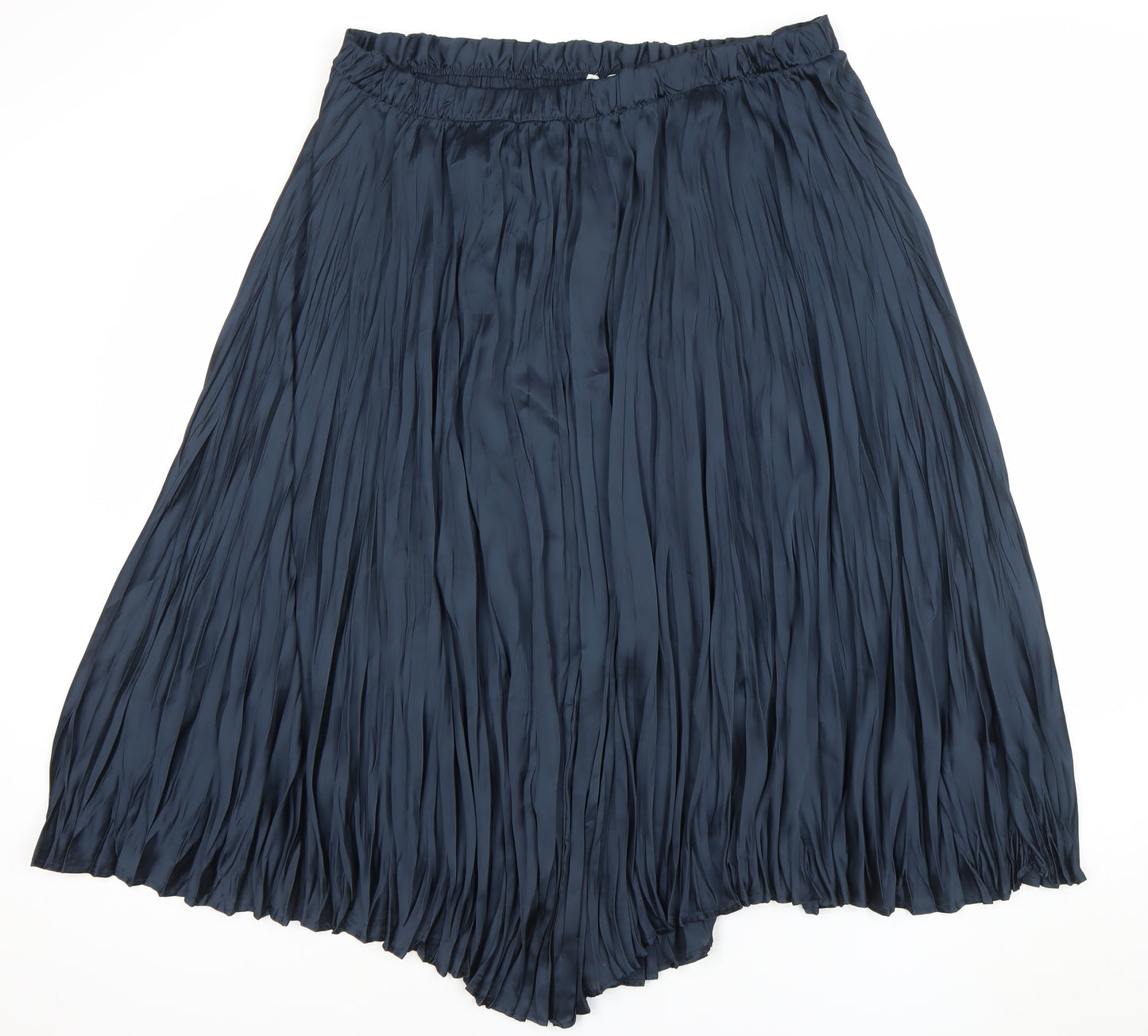 Gallery Womens Navy Blue Pleated Midi Skirt Size XL Polyester