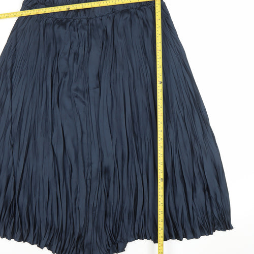 Gallery Womens Navy Blue Pleated Midi Skirt Size XL Polyester