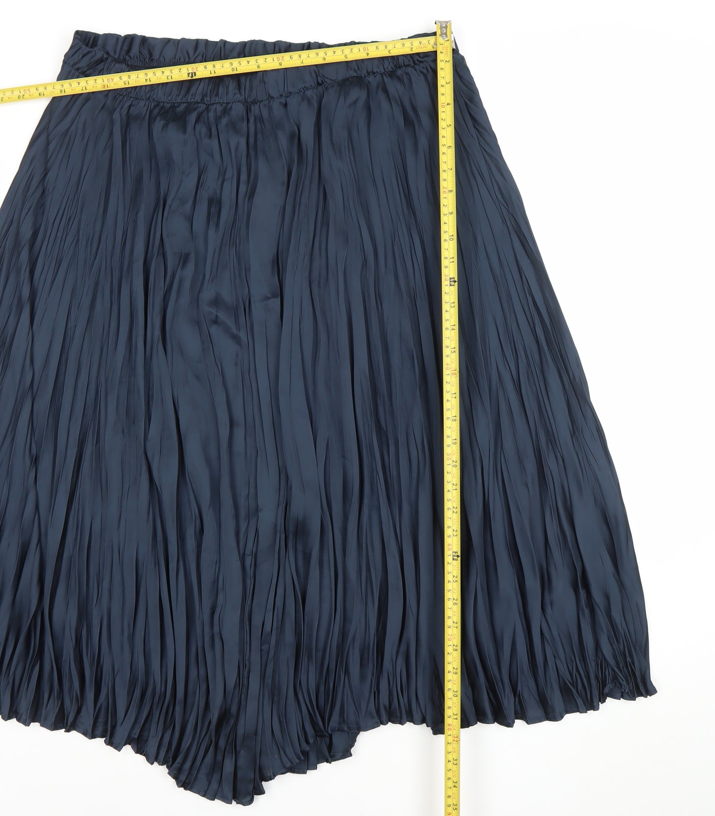 Gallery Womens Navy Blue Pleated Midi Skirt Size XL Polyester