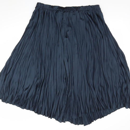 Gallery Womens Navy Blue Pleated Midi Skirt Size XL Polyester