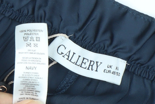 Gallery Womens Navy Blue Pleated Midi Skirt Size XL Polyester