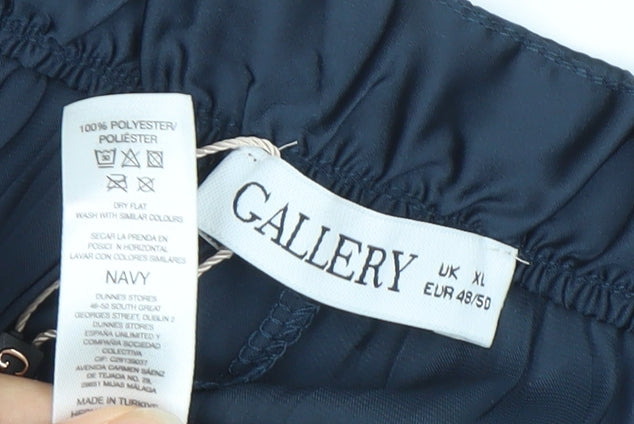 Gallery Womens Navy Blue Pleated Midi Skirt Size XL Polyester