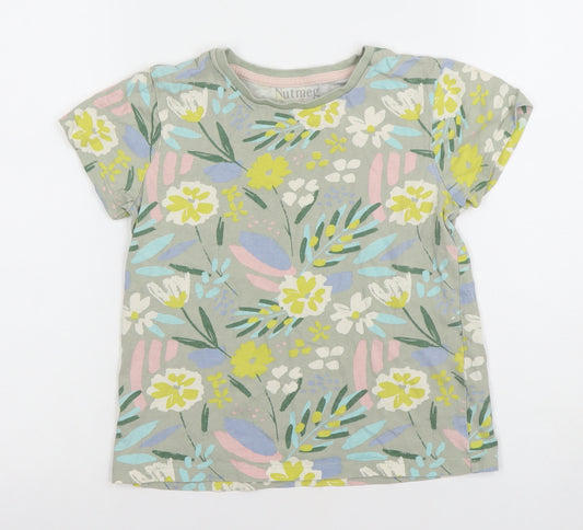 Nutmeg Girls Multicoloured Floral T-Shirt 8-9 Years Cotton Jersey