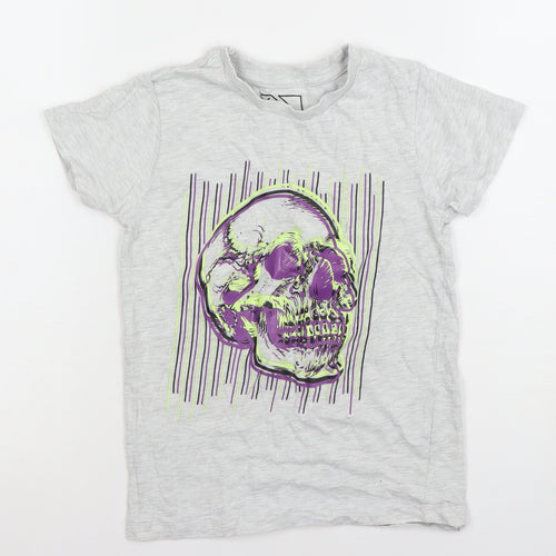 Matalan Urbn-Dept Boys Grey Skull Graphic Short Sleeve T-Shirt 8 Years Casual Top