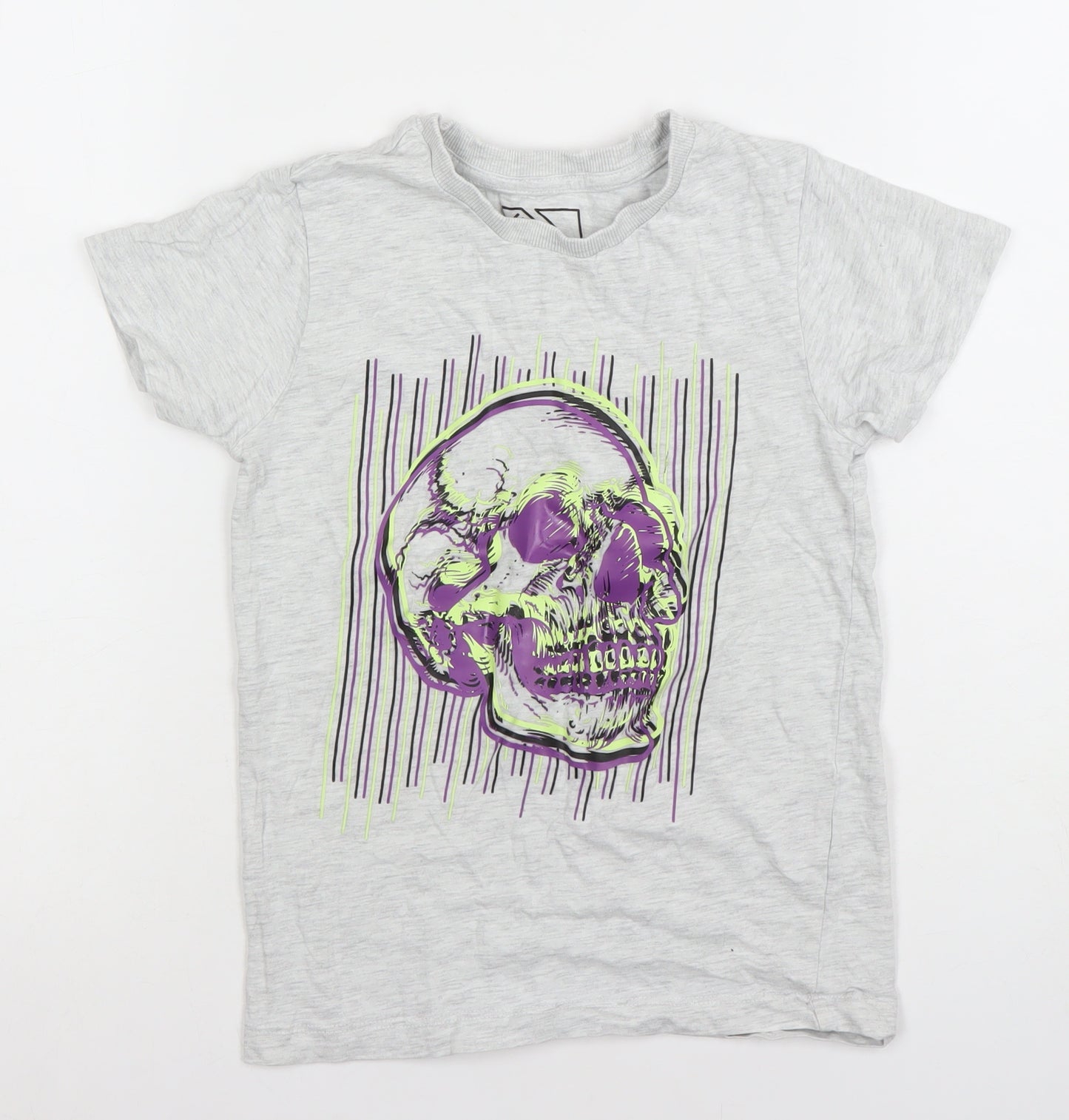 Matalan Urbn-Dept Boys Grey Skull Graphic Short Sleeve T-Shirt 8 Years Casual Top