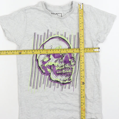 Matalan Urbn-Dept Boys Grey Skull Graphic Short Sleeve T-Shirt 8 Years Casual Top