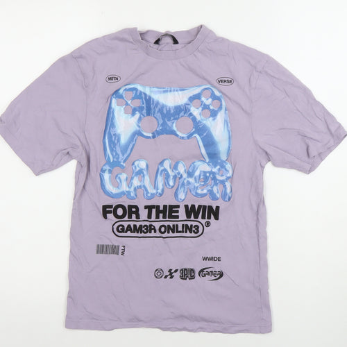 George Boys Purple Gamer Graphic T-Shirt 9-10 Years Short Sleeve Cotton