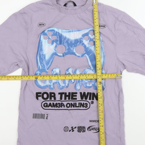 George Boys Purple Gamer Graphic T-Shirt 9-10 Years Short Sleeve Cotton