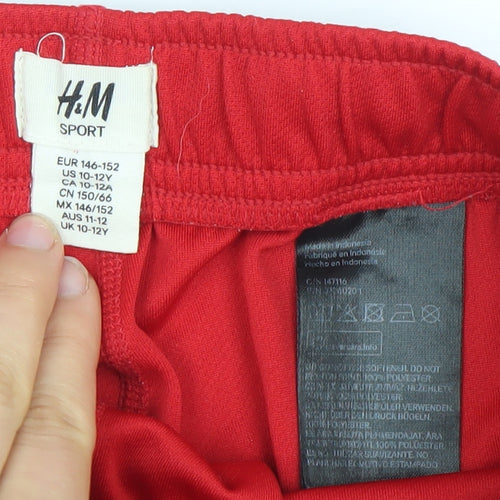 H&M Boys Red Athletic Sports Shorts 11-12 Years Quick Dry Performance