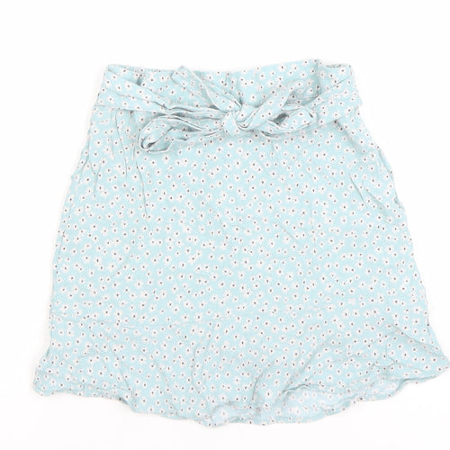 Pull & Bear Women’s Blue Floral A-Line Short Skirt XS