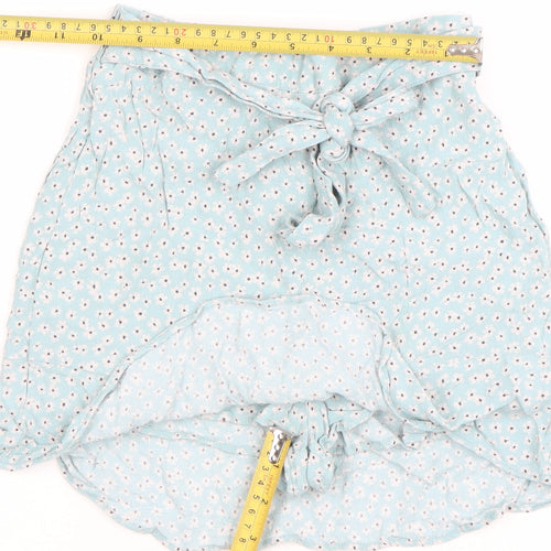 Pull & Bear Women’s Blue Floral A-Line Short Skirt XS