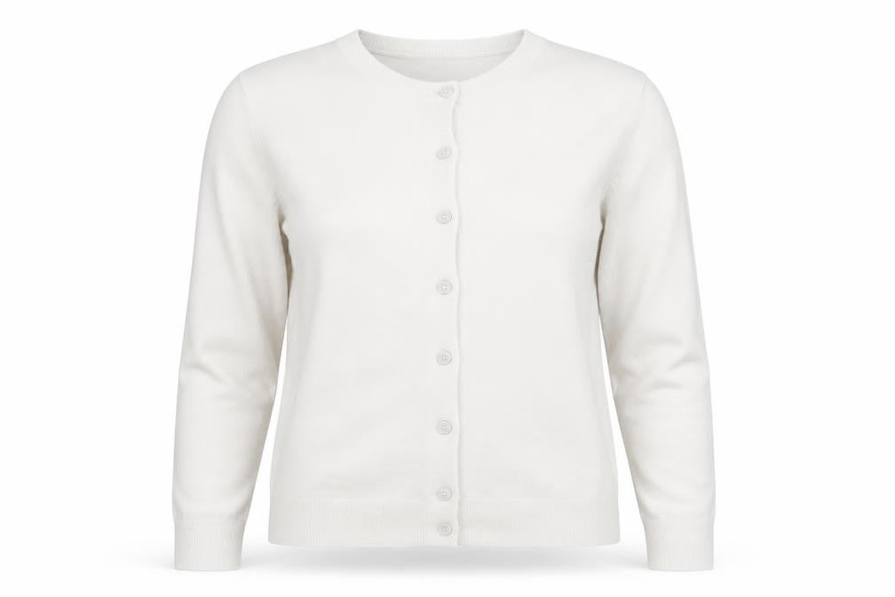 PrettyLittleThing Women Beige L Knit Crew Neck Button Cardigan