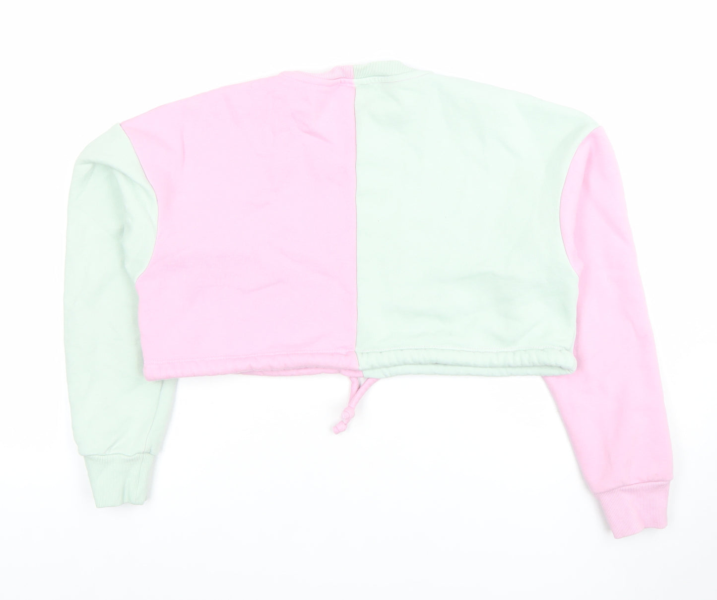 Chelsea Peers Womens Pink Green Colourblock Cropped Sweatshirt Small