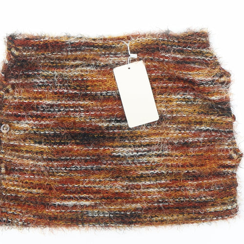 Musera Women's Brown Knit Mini Skirt Size S Bohemian Button Detail